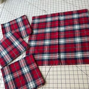 4 square (19" x 19"), red/white/blue plaid napkins